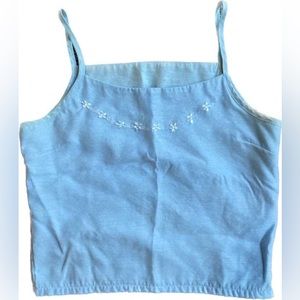 Vintage Light Blue Camisole with White Daisies and side zipper